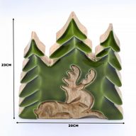 Stratený v Lese - Drevená 3D Dekorácia Jeleň v Lese - 23x20cm