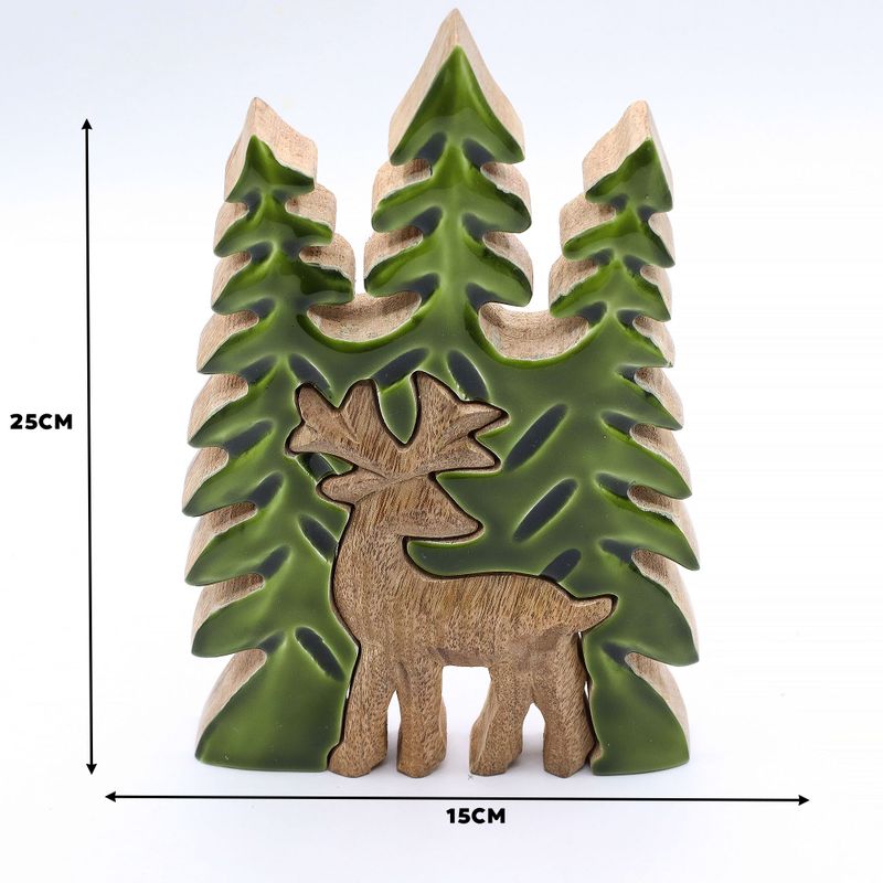 Stratený v Lese -  Drevená 3D Dekorácia Jeleň v Lese - 25x15cm
