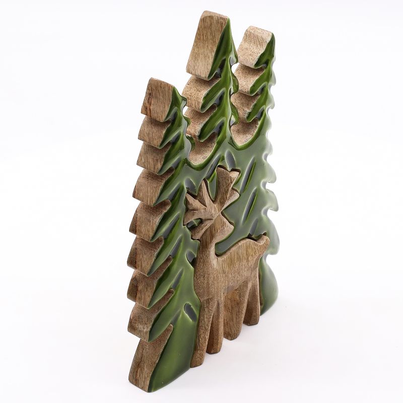 Stratený v Lese - Drevená 3D Dekorácia Jeleň v Lese - 23x20cm