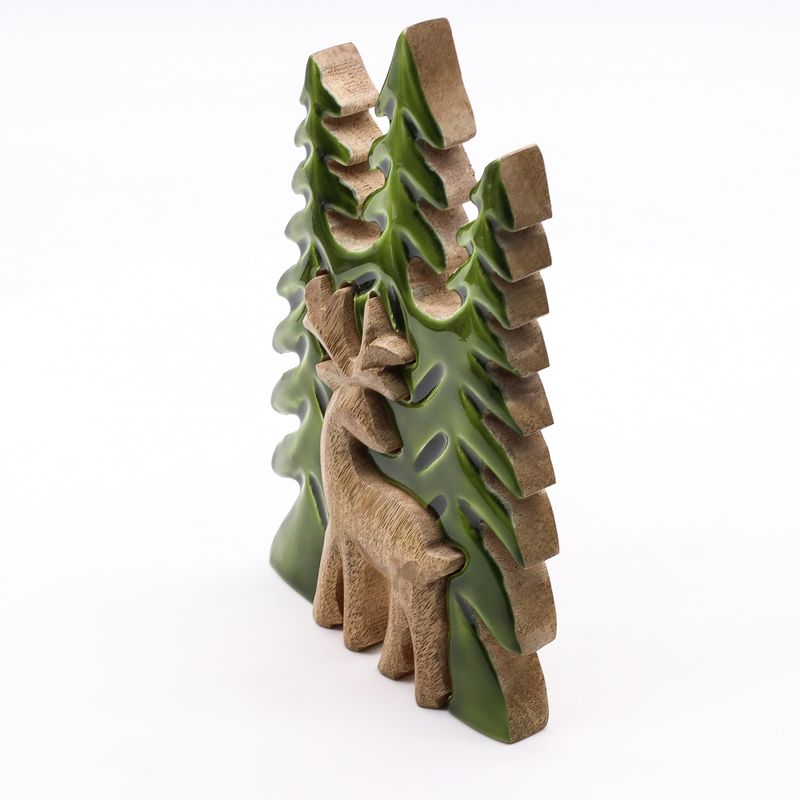 Stratený v Lese -  Drevená 3D Dekorácia Jeleň v Lese - 25x15cm