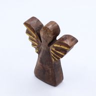 Malý Anjel z Mangového Dreva - Zlatý Dekor - 12cm