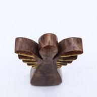 Malý Anjel z Mangového Dreva - Zlatý Dekor - 12cm