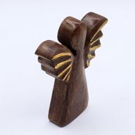 Stredný Anjel z Mangového Dreva - Zlatý Dekor - 16cm