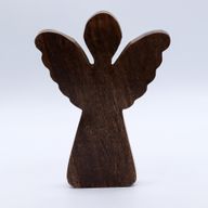 Veľký Anjel z Mangového Dreva - Zlatý Dekor- 19cm