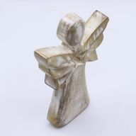 Anjel z Mangového Dreva - Biela Vymývaná s Výrezom Hviezdy - 18 cm