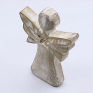 Anjel z Mangového Dreva - Biela Vymývaná s Výrezom Hviezdy - 18 cm