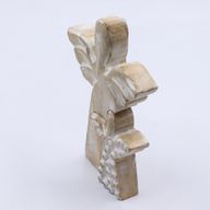 Anjel z Mangového Dreva s Malým Anjelom - Biela Vymývaná - 15 cm