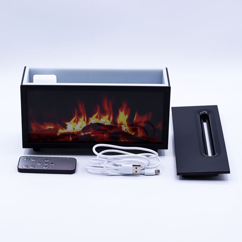 Aróma Difuzér Efekt Plameňa so Zvukom Vtákov - Čierny USB - Meniace Farby