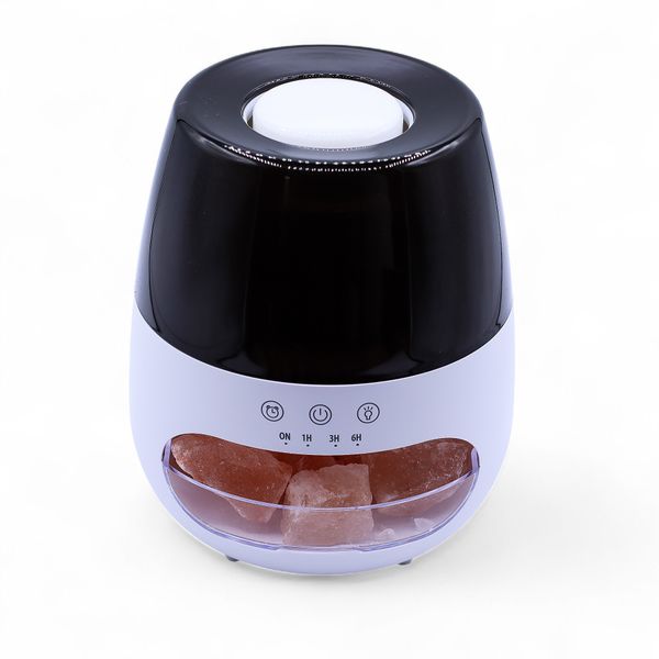 Aroma Difuzér s Himalájskou Soľou a Efektom Plameňa – Biely USB – Meniace Farby a Časovač