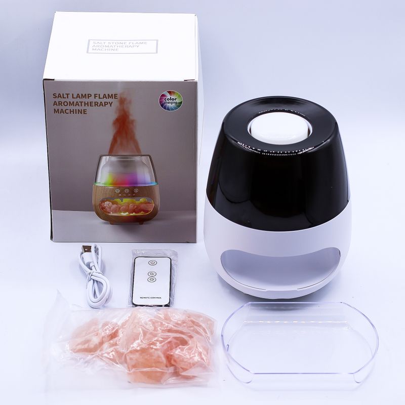 Aroma Difuzér s Himalájskou Soľou a Efektom Plameňa – Biely USB – Meniace Farby a Časovač