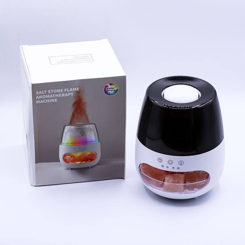 Aroma Difuzér s Himalájskou Soľou a Efektom Plameňa – Biely USB – Meniace Farby a Časovač