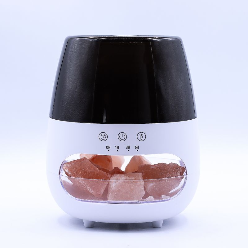 Aroma Difuzér s Himalájskou Soľou a Efektom Plameňa – Biely USB – Meniace Farby a Časovač