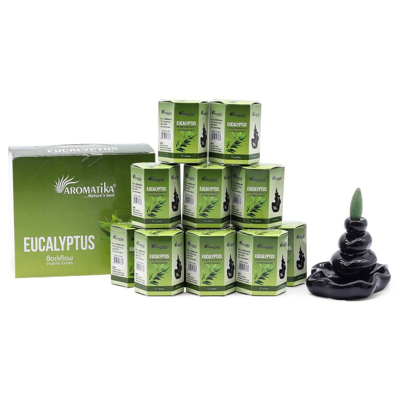 Balenie 10 kusov  Masala Vonných Kužeľov Tečúci Dym - Eukalyptus