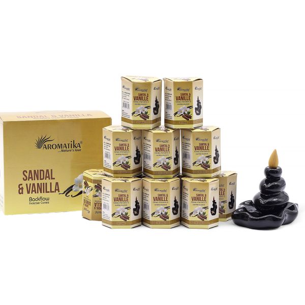 Balenie 10 kusov Masala Vonných Kužeľov Tečúci Dym - Santalové drevo & Vanilka
