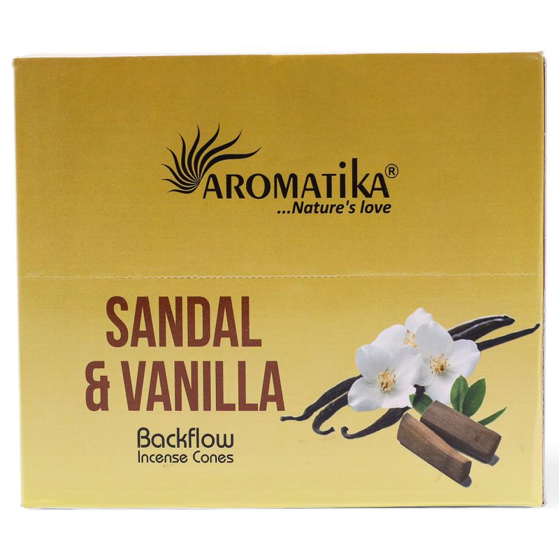 Balenie 10 kusov  Masala Vonných Kužeľov Tečúci Dym - Santalové drevo & Vanilka