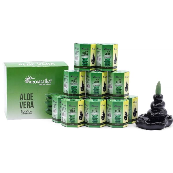 Balenie 10 kusov Masala Vonných Kužeľov Tečúci Dym - Aloe Vera