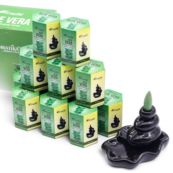 Balenie 10 kusov Masala Vonných Kužeľov Tečúci Dym - Aloe Vera