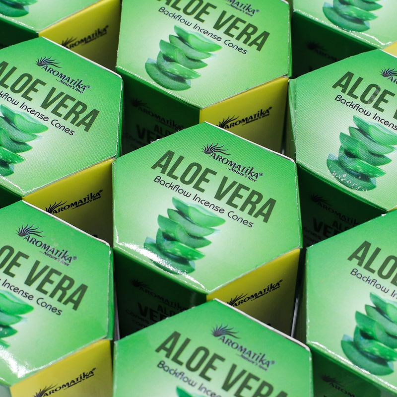 Balenie 10 kusov Masala Vonných Kužeľov Tečúci Dym - Aloe Vera