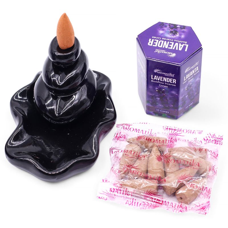 Balenie 10 kusov Masala Vonných Kužeľov Tečúci Dym - Levanduľa