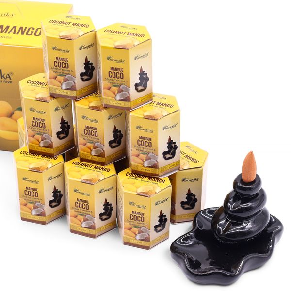 Balenie 10 kusov Masala Vonných Kužeľov Tečúci Dym - Kokos & Mango