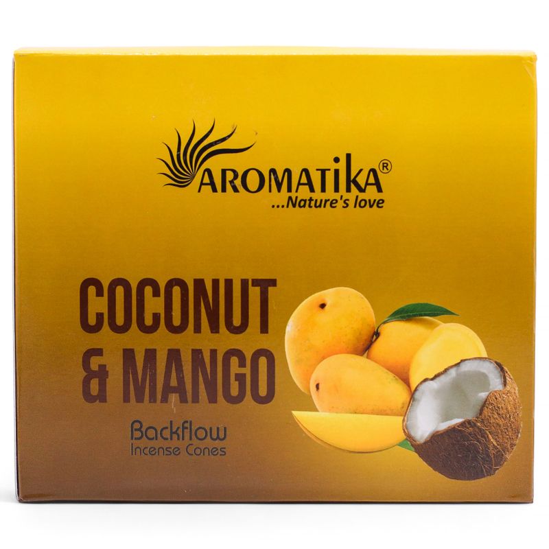 Balenie 10 kusov  Masala Vonných Kužeľov Tečúci Dym - Kokos & Mango
