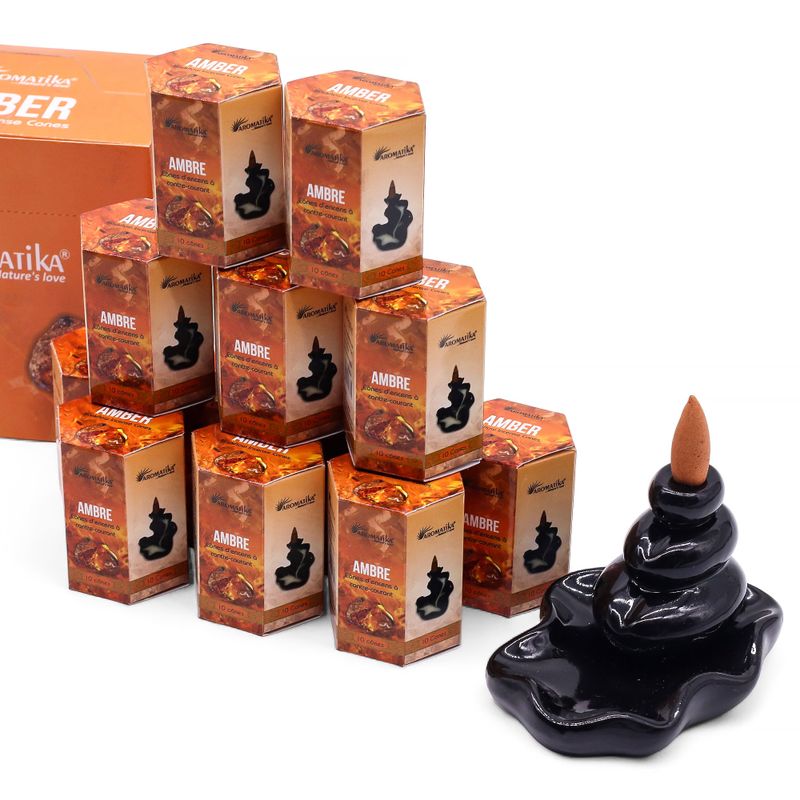 Balenie 10 kusov Masala Vonných Kužeľov Tečúci Dym - Jantár