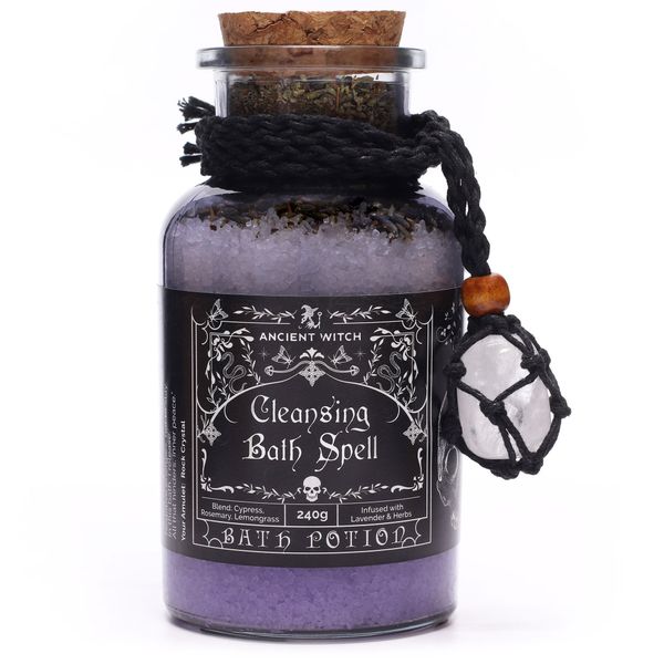 Starodávny Čarodejnícky Kúpeľný Elixír a Amulet z Krištáľu – Očista