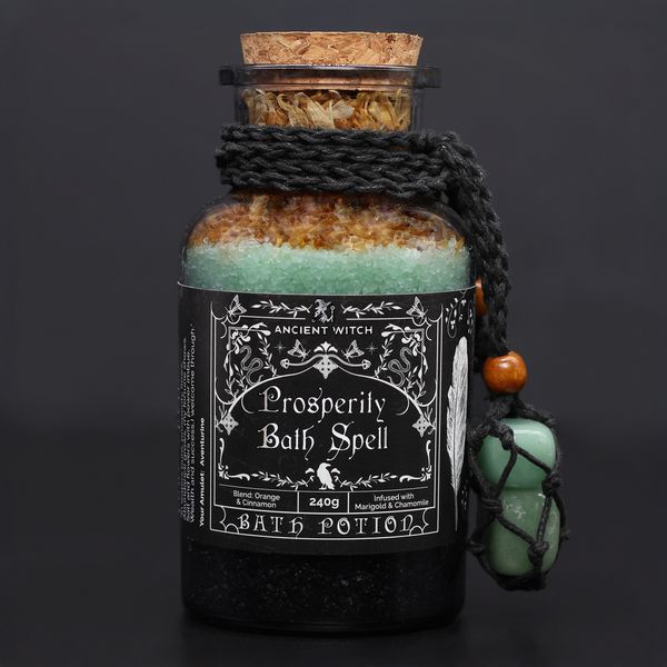 Starodávny Čarodejnícky Kúpeľný Elixír a Amulet z Avanturínu – Hojnosť