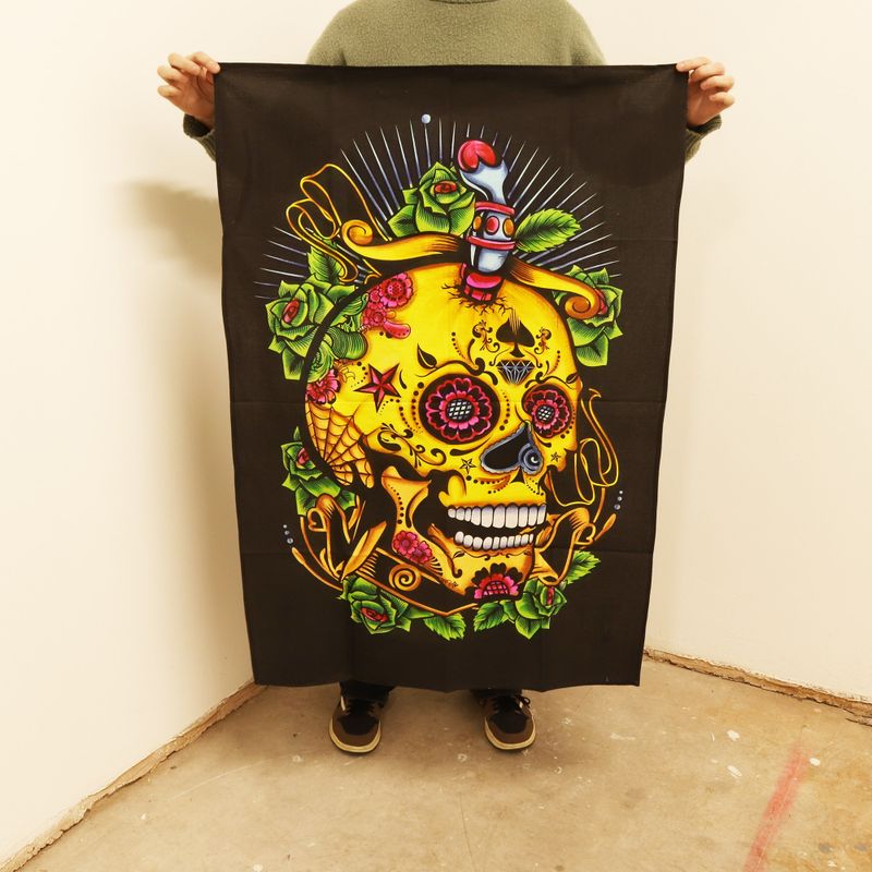 Bavlnené Nástenné Závesy (70x110cm) - Deň Mŕtvych – Lebka