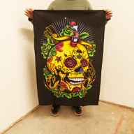 Bavlnené Nástenné Závesy (70x110cm) - Deň Mŕtvych – Lebka
