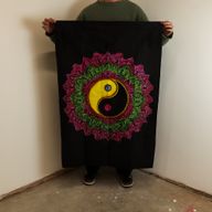 Bavlnené Nástenné Závesy (70x110cm) - Ying a Yang Mandala