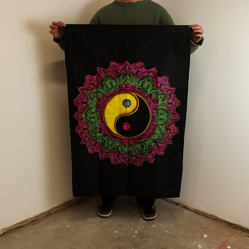 Bavlnené Nástenné Závesy (70x110cm) - Ying a Yang Mandala