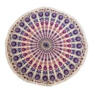Malá Kruhová Výšivka Mandala z Bavlny (130 cm) – Pávia Fialová