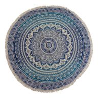 Malá Kruhová Výšivka Mandala z Bavlny (130cm) - Klasická Modrá