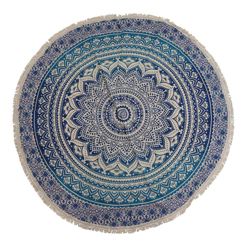 Malá Kruhová Výšivka Mandala z Bavlny (130cm) - Klasická Modrá