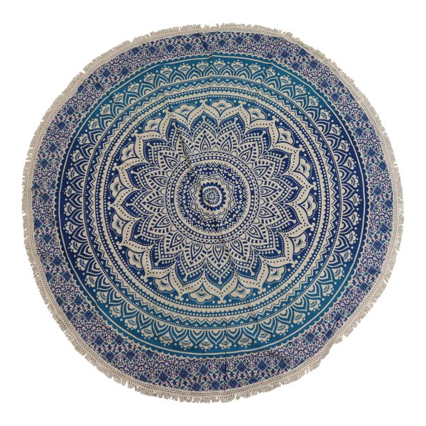 Malá Kruhová Výšivka Mandala z Bavlny (130cm) - Klasická Modrá
