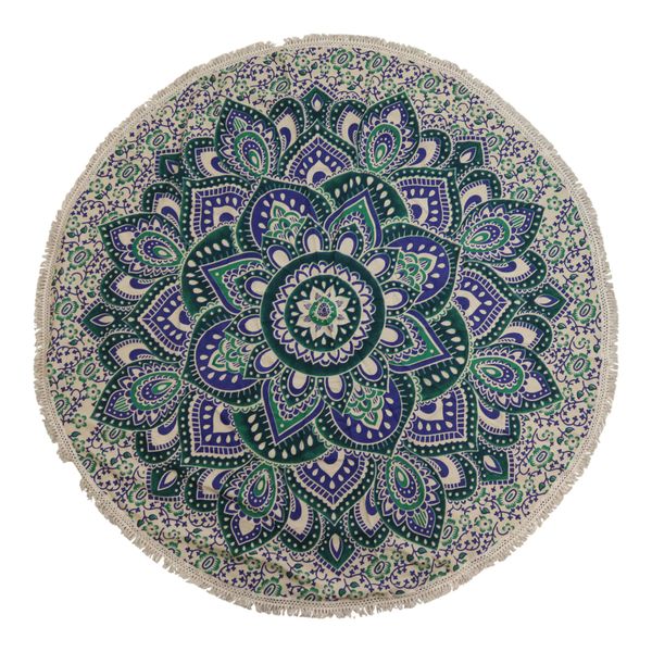 Malá Kruhová Výšivka Mandala z Bavlny (130cm) - Tyrkysová a Modrá