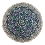 Malá Kruhová Výšivka Mandala z Bavlny (130cm) - Tyrkysová a Modrá
