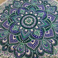 Malá Kruhová Výšivka Mandala z Bavlny (130cm) - Tyrkysová a Modrá