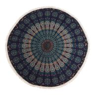Malá Kruhová Výšivka Mandala z Bavlny (130cm) - Pávia Modrá