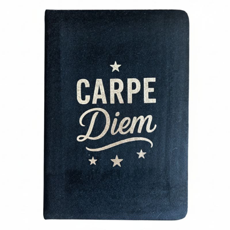 Zamatový Zápisník - 80 strán - Carpe Diem - Čierny