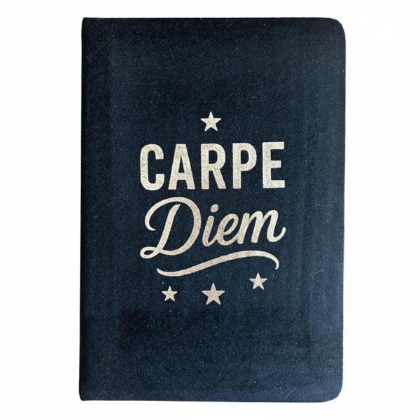 Zamatový Zápisník - 80 strán - Carpe Diem - Čierny