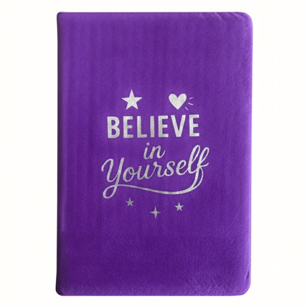 Zamatový Zápisník - 80 strán - Believe in Yourself - Levanduľový
