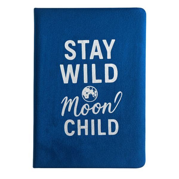Zamatový Zápisník - 80 strán - Stay Wild Moon Child - Tmavomodrý