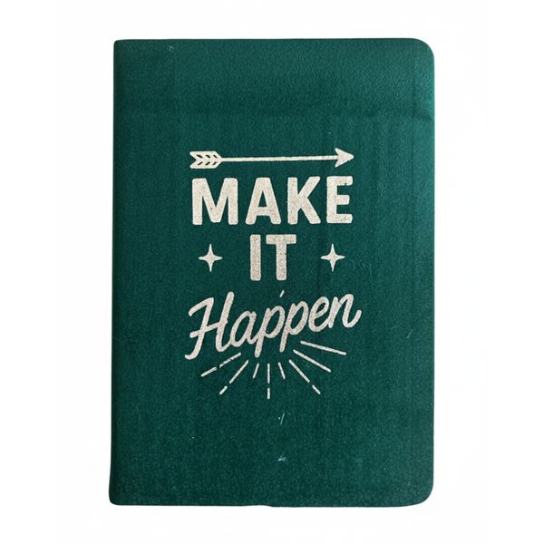Zamatový Zápisník - 80 strán - Make it Happen - Tmavozelený