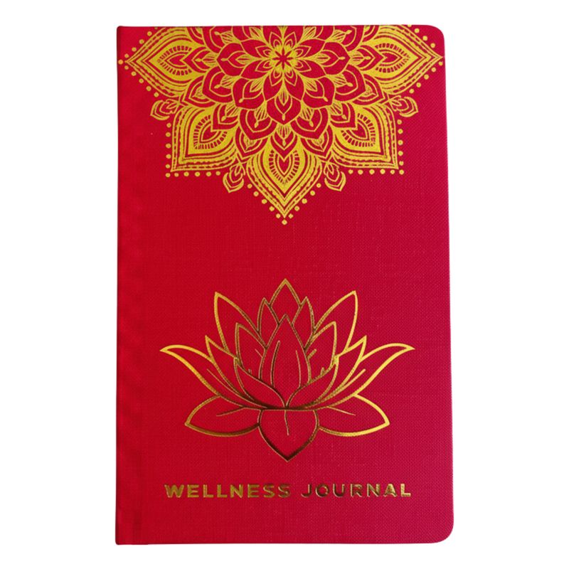 Červený Zápisník Wellness - 120 strán - Zlatá Mandala a Lotos