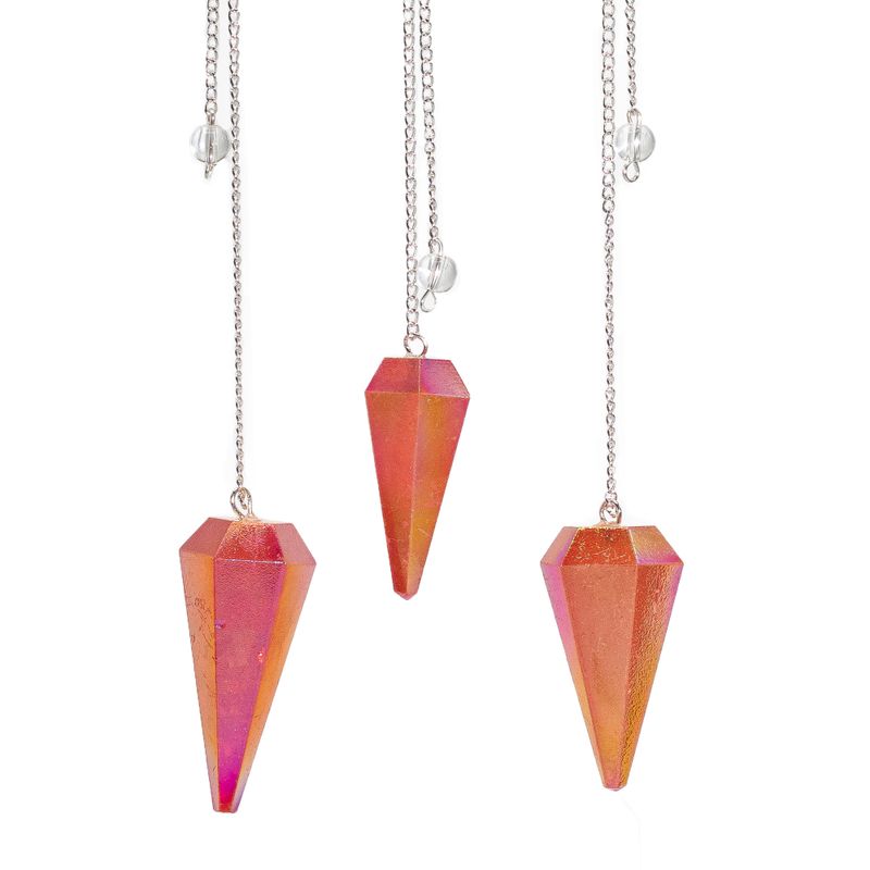 Šesťhranné Kyvadlo – Aurora Kryštál Broskyňový – 4 cm