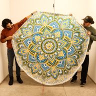 Veľká Okrúhla Mandala (180 cm) - Žltá a Modrá