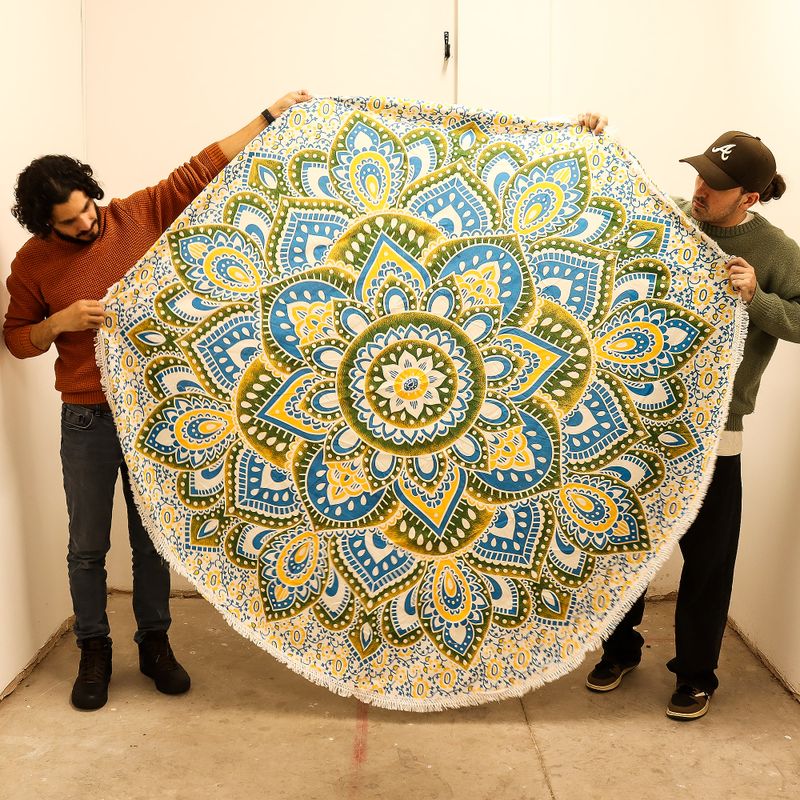 Veľká Okrúhla Mandala (180 cm) - Žltá a Modrá