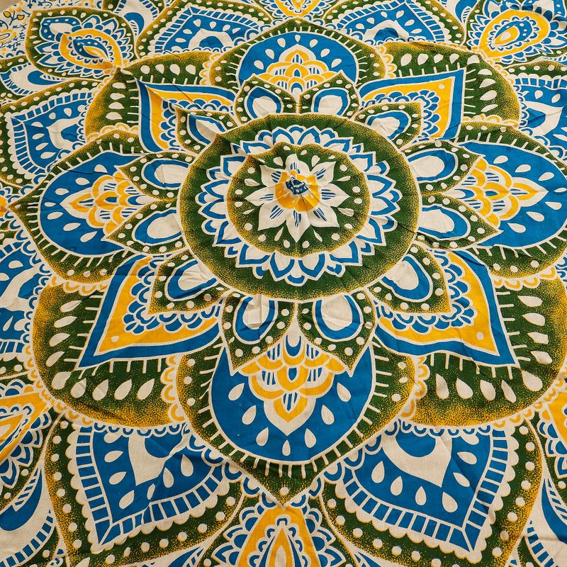 Veľká Okrúhla Mandala (180 cm) - Žltá a Modrá